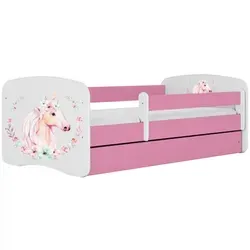 Raumhirsch Furniture Kinderbett, Rosa, mit Schublade - Hochwertiges Kinderbett (80x180 cm) in Rosa mit abnehmbarer Schutzschiene und geräumiger Schublade für Stauraum. Ideal für ein gemütliches Kinderzimmer!