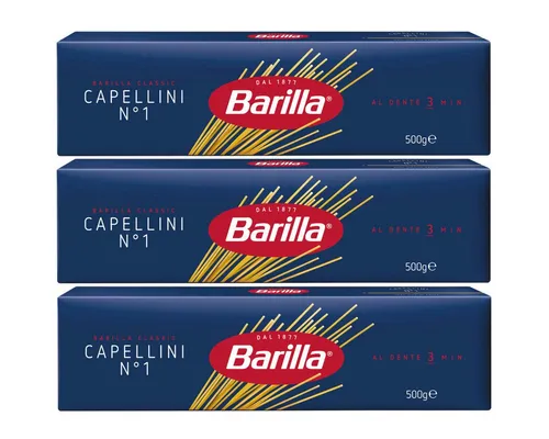 Barilla Nudeln, Barilla Nudeln Capellini Nummer 1 Hartweizengrieß 500g 3er Pack