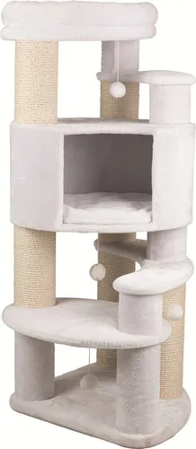 TRIXIE Kratzbaum XXL Zita weiß - Kratzbaum für große Katzen, mit mehreren Ebenen und gemütlichen Liegeflächen für ultimativen Spielspaß und Entspannung.