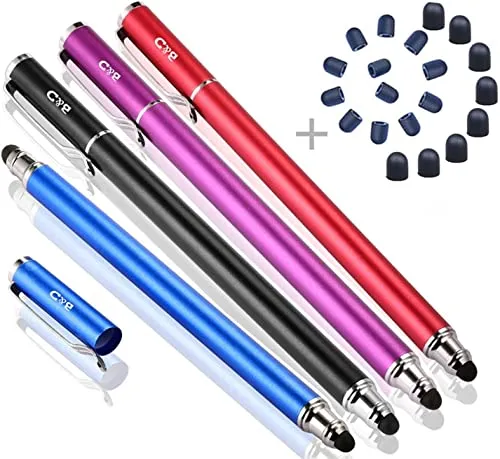 B & D 4 Stück Eingabestift Stylus Touch Pen für Apple iPad,iPhone,Tablet,Samsung (Schwarz/Blau/Violett/Rot)