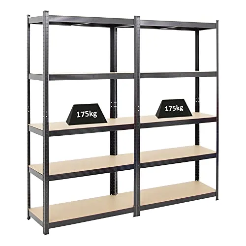 PROREGAL® Schwerlastregal MegaDeal 2er-Set Ragnar - Schwerlastregal für Werkstatt & Garage, Traglast von 175 kg pro Ebene, einfache Steckmontage ohne Werkzeug, ideal für Ordnung und Stabilität.