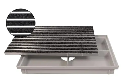 ACO 600x400mm Fußmatte Rips anthrazit mit Bodenwanne Vario Light - Komplettset mit leistungsstarker Fußmatte und stabiler Bodenwanne, ideal für überdachte Außenbereiche. Langlebig und rollstuhlgeeignet, perfekt für die Aufnahme von Feuchtigkeit und Grobschmutz.