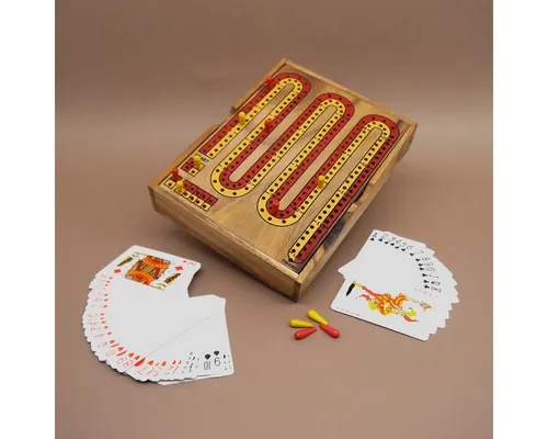 ROMBOL Denkspiele CRIBBAGE - traditionelles britisches Holzspiel - Brettspiel für 2-4 Spieler, handgefertigt aus edlem Holz, kombiniert klassisches Spielvergnügen mit strategischer Tiefe und sorgt für spannende Abende.