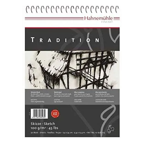 Produktbild Hahnemühle Tradition Skizzenpapier, Zeichenblock mit 100 g/m², spiralisiert, 50 Blatt, 24x34 cm
