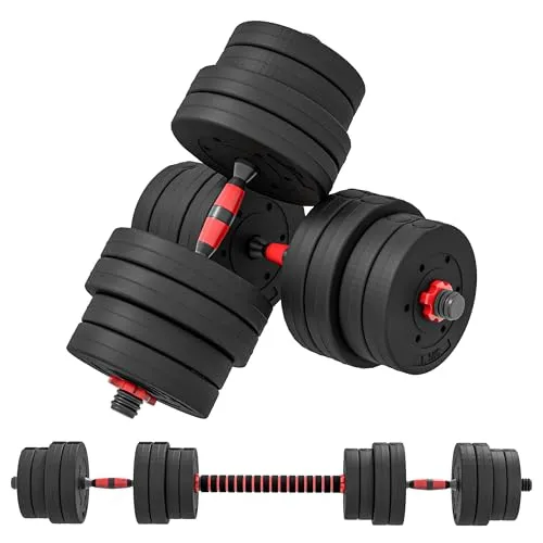 HOMCOM 2 in 1 Hanteln Set 30 kg – Verstellbare Kurzhantel & Langhantel für Krafttraining