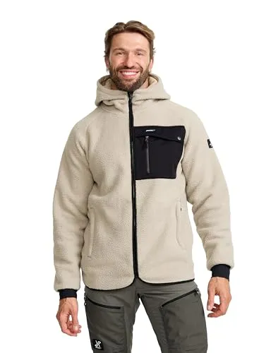 RevolutionRace Sherpa Hoodie für Herren, Outdoor Fleecejacken perfekt für Wanderungen und Outdoor-Abenteuer, Beige Khaki, XS
