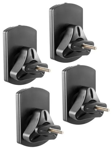 RICOO Lautsprecher-Wandhalterung Lautsprecher Set Boxen Halterung neigbar schwenkbar LH038-B (4-er Set), (Set 4 Stk. Box Speaker Halter schwarz, 4-tlg., 4x universal Wandhalter für Lautsprecher Boxen schwenkbar neigbar, 4x Lautsprecher Wandhalterungen 2,5 kg Belastbarkeit 11x6,5x 9,1 cm)