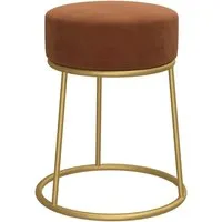 vidaXL Runder Hocker Braun Samt - Hocker aus Samt mit glamourösem Eisengestell, bietet hohen Sitzkomfort und elegantes Design, ideal für Flur oder Wohnzimmer.