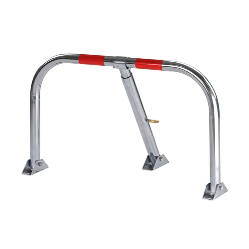 Parkplatzsperre Parkbügel 77x43 cm - Klappbar und abschließbar - Schranken, Pfosten & Pylonen - Robuste, verzinkte Parkplatzsperre mit abklappbarem Design und abschließbaren Signalstreifen für optimale Sicherheit.