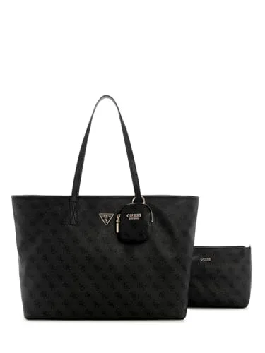 Guess Power Play II Shopper Tasche 39 cm schwarz - Elegante Handtasche aus robustem Polyurethan mit Laptopfach für Geräte bis 42 cm, ideal für trendbewusste Damen, die Stil und Funktionalität schätzen.