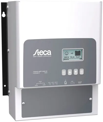 Steca Solarladeregler Tarom MPPT 6000-S - Solarladeregler für 12/24/48 V Systeme, mit maximal 60 A Laststrom und IP31 Schutz, ideal für effiziente Solarnutzung.