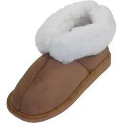 Hausschuhe aus Lammfell in 2 Farben mit fester Sohle - Braun - 38