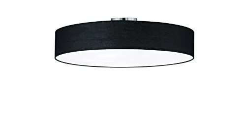 lightling modern Deckenleuchte in nickel matt, Stoffschirm schwarz, 5 x E27 max. 60W, ø 65 cm, Höhe: 17 cm