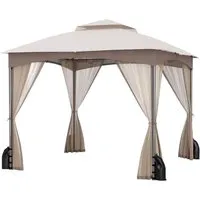 COSTWAY 3x3m Pavillon mit Moskitonetz - Pavillons & Partyzelte – Stabiler Gartenpavillon mit abnehmbarem Moskitonetz, ideal für entspannte Stunden im Freien und optimalen Schutz vor Insekten.