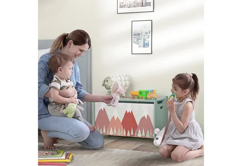 ZONEKIZ Aufbewahrungsbox Spielzeugkiste mit Deckel - Niedliches Tierdesign für Kinder - Aufbewahrungsbox für Kinderzimmer, sicher mit Scharnier, großzügige Maße (60x37x39 cm), ideal für Spielzeug und mehr, fördert Ordnung und Spaß im Kinderzimmer.