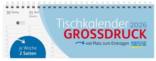 Tischquerkalender Großdruck 2026 von Korsch Verlag