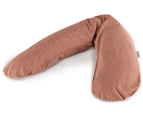 Theraline Das Original 190 cm Stillkissen Punkte Marsala - Stillkissen aus 100% Baumwolle mit antiallergenen EPS-Mikroperlen für optimale Unterstützung beim Stillen, waschbar bis 60 Grad und in verschiedenen Bezügen erhältlich.