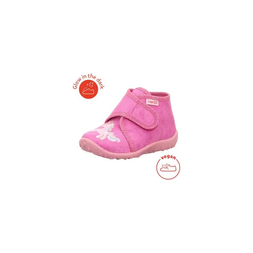 Superfit Baby Mädchen SPOTTY Hausschuhe, ROSA 5550, 19 EU - Hausschuhe für Mädchen aus strapazierfähiger Baumwolle, atmungsaktiv mit regulierbarem Riemen und kinderleichtem Einstieg dank Klettverschluss.