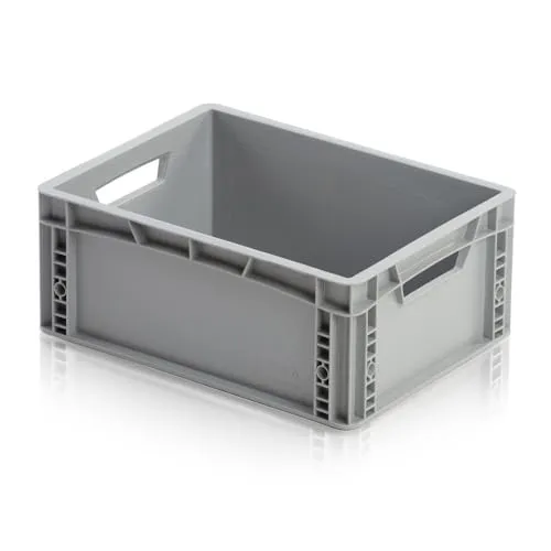 WETEC Euro-Lagerbehälter, mit Durchfassgriffen, grau, 400 x 300 x 170 mm (Lagerbehälter Lagerbox Transportbox Transportkasten Euro-Transportkasten Eurobox Eurofix-Kasten Eurokasten Eurokiste)