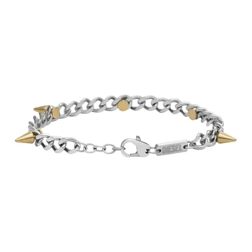Diesel Herrenarmband aus Edelstahl – Bicolor Design - Armbänder für Herren, aus hochwertigem Edelstahl mit poliertem Finish und praktischem Karabinerverschluss für optimalen Tragekomfort.