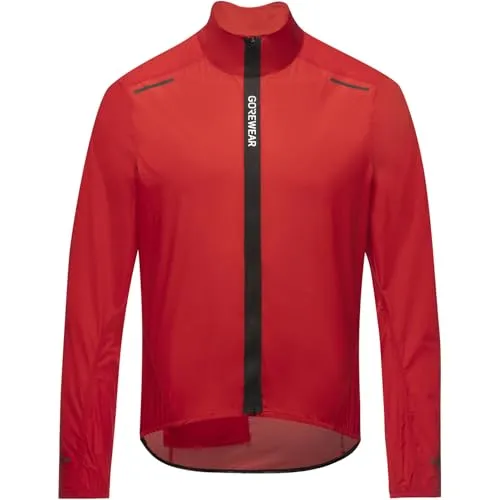 GORE Winddichte Fahrradjacke SPINSHIFT - Rot L - Sportjacke für Männer, winddicht und atmungsaktiv, ideal für Frühling bis Herbst. Leicht und aus recycelten Materialien, perfekt für Radfahrer mit ergonomischem Design und reflektierenden Details.