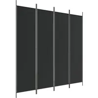 vidaXL 4-teiliger Paravent Raumtrenner Schwarz 200x200cm - Paravent & Raumteiler für Privatsphäre, aus strapazierfähigem Stoff, klappbar und vielseitig einsetzbar für Wohnzimmer oder Schlafzimmer.