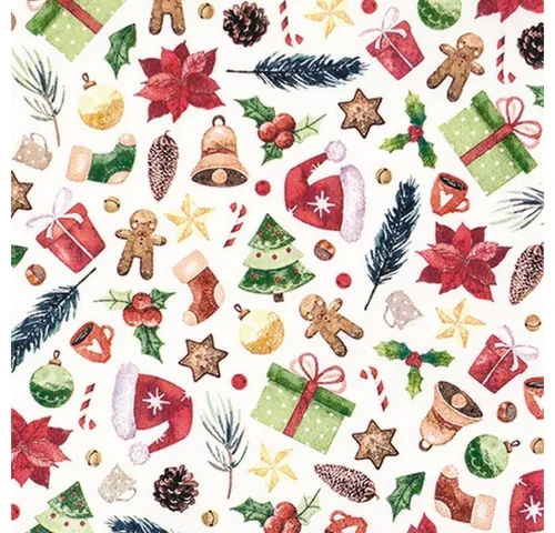 HOME FASHION Papierserviette 20 Servietten Xmas Collection - Sammlung für Weihnachten 33x33cm, (20 St)
