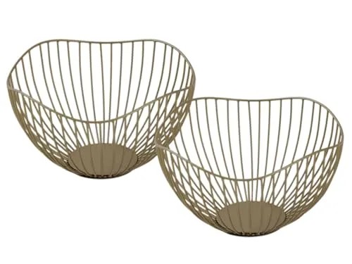 Amago home Obstkorb SET2 Dekokorb Metall ø 25 H 14 cm Brotkorb Obstschale Geschenkkorb Farbe Gold