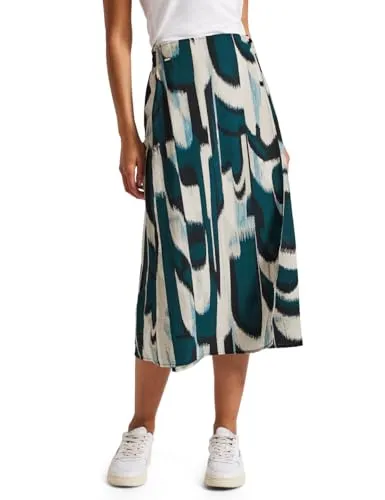 Midi-Rock in Wickel-Optik - Damenrock in Wickel-Optik mit elastischem Bund und grafischem Muster für perfekten Tragekomfort im Sommer.