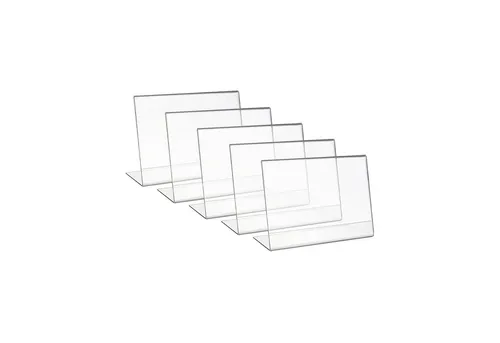 HMF Bilderrahmen 4693 Acryl Tischaufsteller schräg, für 1 Bilder (5 St), L-Ständer DIN A5 Querformat, Glasklar