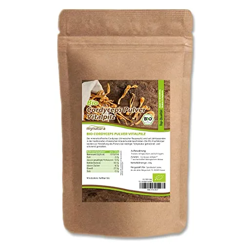 MynaturaCordyceps Vitalpilz Pulver 0,2Kg - Nahrungsergänzungsmittel mit mineralstoffreichem Cordyceps-Pilzpulver, das die Energie steigert und das Immunsystem unterstützt – ideal für aktive Lebensstile.