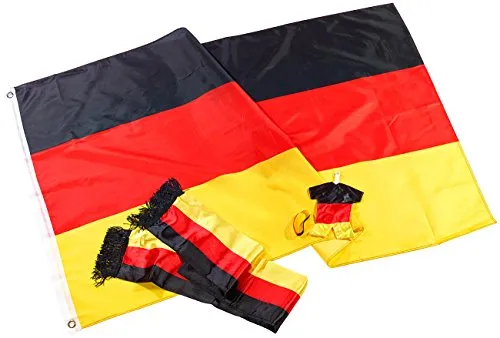 PEARL Deutschland Fanpaket: Fan-Set Deutschland mit Aufbewahrungstasche, 5-teilig (Fanset, Deutschland Fanset, Deutschlandfahne)