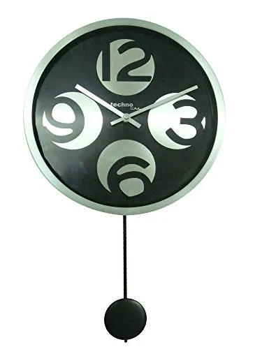 Technoline, WT 1030 Wanduhr mit Pendel, Ø 30cm, schwarz-silber
