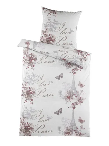 Optidream Bettwäsche Set Renforcé 135x200 Design Madeleine, Renforcé, 2 teilig, Sommer Geschenke Idee Frauen Männer weich sale Reißverschluss Partner