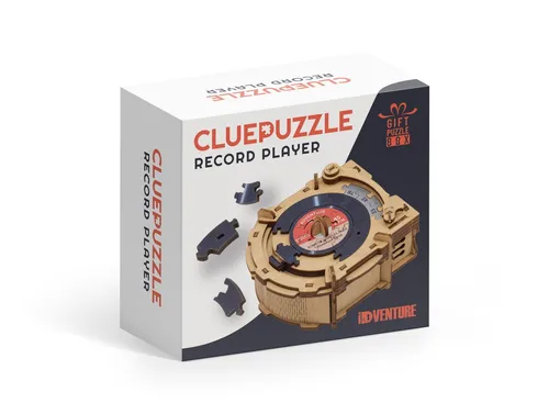 iDventure Cluepuzzle Record Player - 3D Holzpuzzle Geschenkbox - 3D Holzpuzzle im Plattenspieler-Design, das Rätsel und Geschenk vereint. Ideal für kreative Geldgeschenke und spannende Unterhaltung. Perfekt für Erwachsene und Jugendliche!