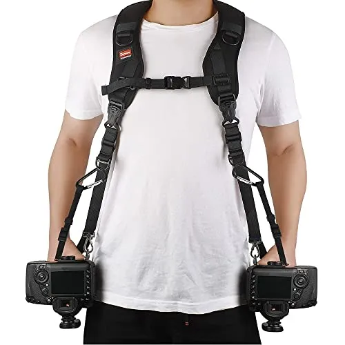 ZTO Ztowoto Kameragurt doppelten Schulter-Trageriemen Harness Quick Release Adjustable Dual-Kamera Haltegurt und Sicherheit Tether für DSLR SLR Kamera (ztowoto-1)