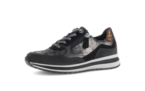 Gabor Damen Low-Top Sneaker, Frauen Sneaker,Cherry,Merlot,Sport-Dynamic,g-Weite,glatt-Leder,antikrosa,silbrt,schw/dkgrey/orange,37 EU / 4 UK