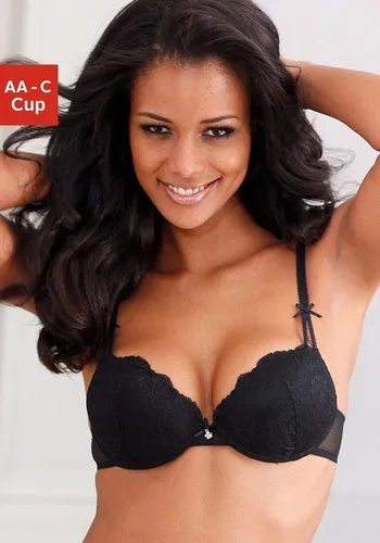 Lascana Damen Push-up-BH - Funktionsunterwäsche mit herausnehmbaren Kissen für ein individuelles Dekolleté, ideal für tief ausgeschnittene Oberteile und mit edler Jacquardspitze für einen romantischen Look.