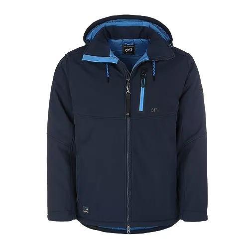 Dry Fashion Herren Softshelljacke Gotland mit Fleece-Innenfutter - Jacke Softshell mit abnehmbarer Kapuze in Navy Größe M