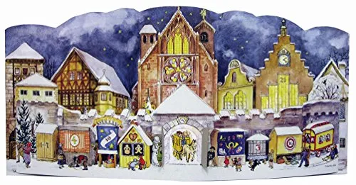 Nostalgischer Adventskalender/Weihnachtskalender mit Bildern und Glitzer