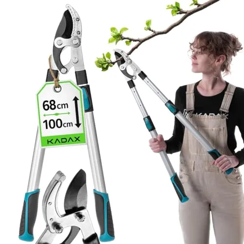 KADAX Amboss Astschere 68–100 cm, Teleskop Baumschere für dicke Äste bis 50 mm, Gartenschere mit rutschfesten Griffen und scharfer Stahlklinge für präzisen Baumschnitt