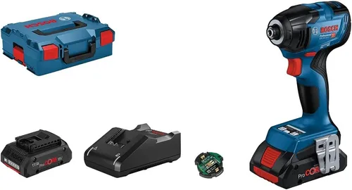 Bosch Akku Drehschlagschrauber GDR 18V-210 - Akkuschrauber mit 2 x 4,0 Ah ProCore Akkus, 210 Nm maximalem Drehmoment und bürstenlosem Motor für effizientes Arbeiten. Ideal für anspruchsvolle Anwendungen.