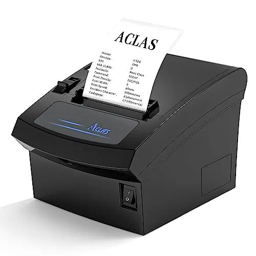 ACLAS Thermodrucker 80mm Quittungsdrucker Auto-Cut Bondrucker mit ESC/POS für registrierkasse kassenschublade (250mm/sec, USB + Ethernet)