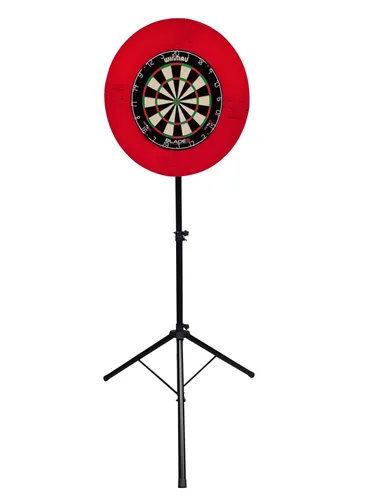 Steeldart Set - Dartboard Winmau Blade 6 mit Roleo Ständer und Surround - Komplettangebot für Steeldart-Fans: Hochwertiges Winmau Blade 6 Dartboard, stabiler Roleo Dartständer und schützender Surround für unbeschwertes Spielvergnügen.