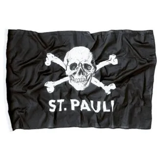 1.FC St. Pauli - Totenkopf Hiss-Fahne 1,2x2m - Statuen, große Hiss-Fahne mit dem ikonischen Totenkopf-Design für echte Fans, perfekt für das Stadion oder als Deko zu Hause.