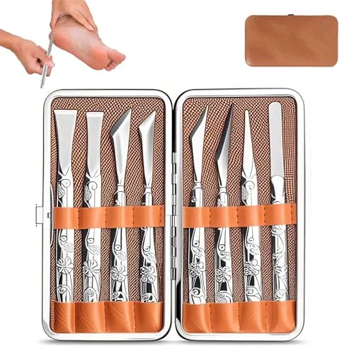 ORARTMM Professionelles Pediküre Set 8-teilig zur Hornhaut Entfernen Fuß,Hornhautentferner mit Raspel, Tragbar & Praktisch zur Pflege von Schwielen & Rissiger Haut