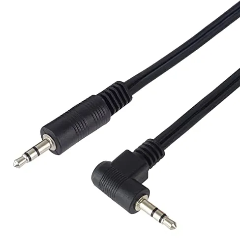 PremiumCord Klinkenkabel 1m, Klinkenstecker 3,5mm, StereoJack Stecker auf Stecker 90°, Aux Headset Audio Verbindungskabel, Für TV Handys MP3 HiFi, geschirmt, Farbe schwarz