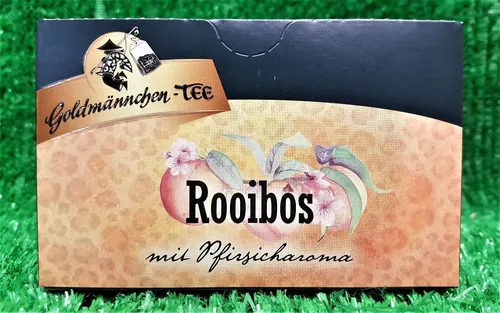 Goldmännchen Rooibos Pfirsich Früchtetee - Hochwertiger Rooibostee mit fruchtigem Pfirsichgeschmack, einzeln versiegelte Beutel für optimale Frische – ideal für Teeliebhaber.