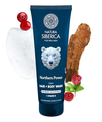 Natura Siberica Men Northern Power. 3-in-1 Hair+Body Wash. For Beard, Hair and Body, 200 ml