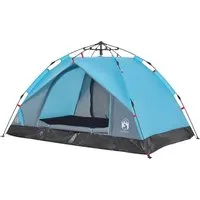 vidaXL Kuppel-Campingzelt 2 Personen Blau - Wasserdichtes 2-Personen Zelt mit Quick-Release-System für schnellen Aufbau. Ideal für entspannte Camping-Abenteuer, bietet es Insektenschutz und praktischen Zugang zu Strom.